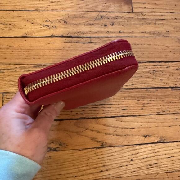 Prada Saffiano Bow Zip Around Continental Red Wallet GHW - Picture 4 of 11